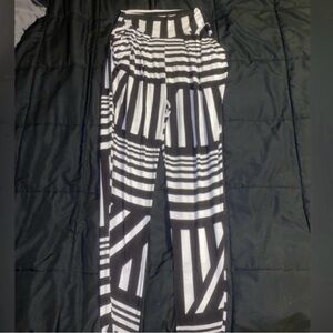 Black and White Striped Hammer Pants
